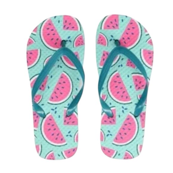 Juncture Flip Flops Teal Watermelons Women's Size 7/8 Medium Sandals NWT - Picture 1 of 4
